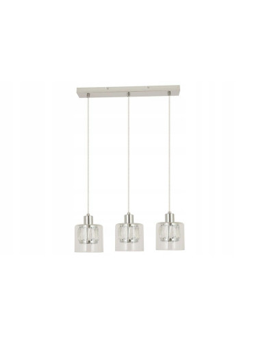 Lampa sufitowa Elmo z kryształami, 3 klosze, nowoczesny design do kuchni, salonu i biura, srebrna i szklana