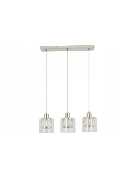 Lampa sufitowa Elmo z kryształami, 3 klosze, nowoczesny design do kuchni, salonu i biura, srebrna i szklana