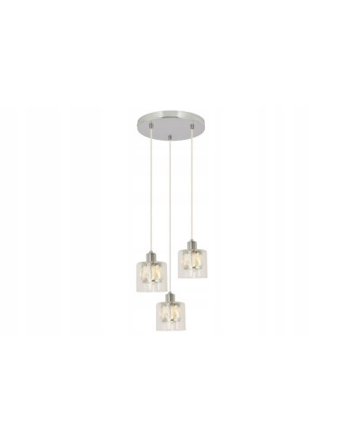 Lampa wisząca Elmo z kryształami, chromowana, 3-kloszowa - idealna do biura i jadalni, nowoczesny styl luksusu