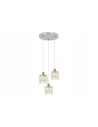 Lampa wisząca Elmo z kryształami, chromowana, 3-kloszowa - idealna do biura i jadalni, nowoczesny styl luksusu