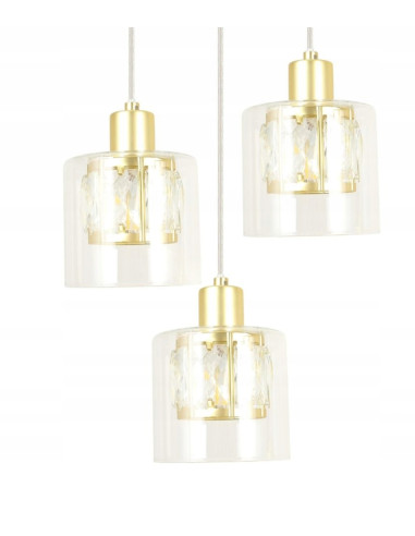 Lampa wisząca Elmo Glamour z kryształami i złotym wykończeniem do eleganckiego wnętrza jadalni i salonu