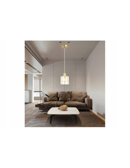 Lampa wisząca Elmo Glamour z kryształami i złotym wykończeniem do eleganckiego wnętrza jadalni i salonu