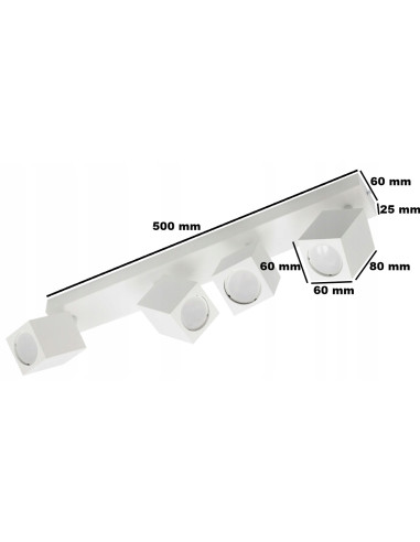 Lampa sufitowa QUANTUS IV - nowoczesna lampa z 4 reflektorami, biały aluminium, idealna do minimalistycznych wnętrz.