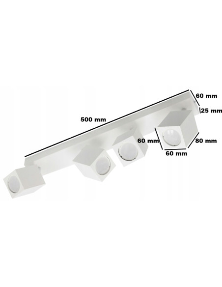 Lampa sufitowa QUANTUS IV - nowoczesna lampa z 4 reflektorami, biały aluminium, idealna do minimalistycznych wnętrz.