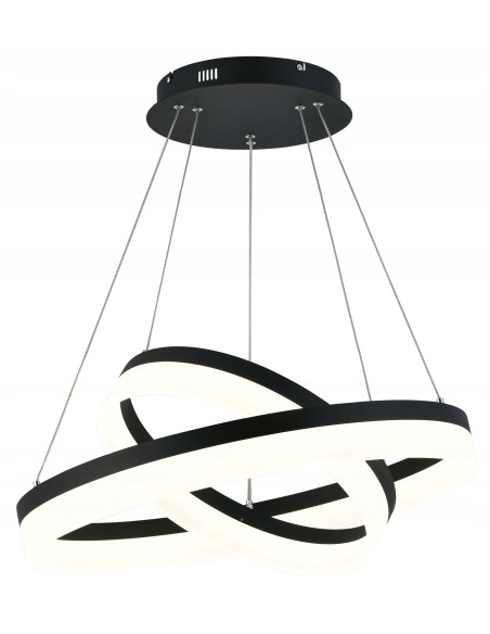 Lampa wisząca LED RINGI Cornelia 60W czarna – nowoczesna elegancja do każdego wnętrza, 4800 lumenów, 60 cm średnicy