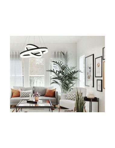 Lampa wisząca LED RINGI Cornelia 60W czarna – nowoczesna elegancja do każdego wnętrza, 4800 lumenów, 60 cm średnicy