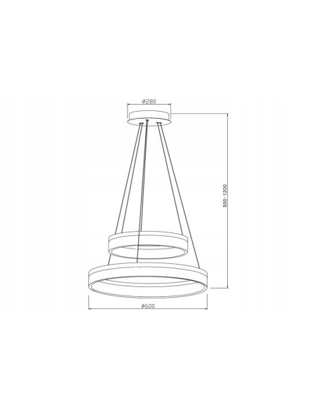 Lampa wisząca LED RINGI Cornelia 60W czarna – nowoczesna elegancja do każdego wnętrza, 4800 lumenów, 60 cm średnicy