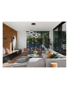 Lampa wisząca LED Cornelia RING w kolorze czarno-białym, 3 źródła światła, nowoczesny design do salonu i biura 2