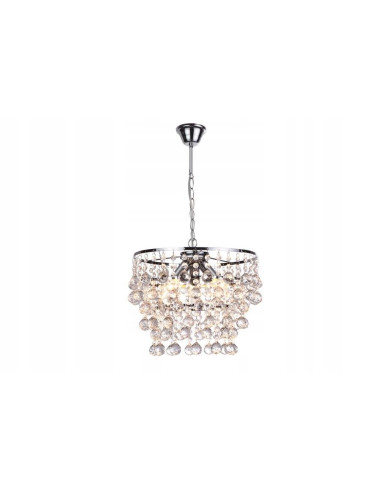 Lampa wisząca London Crystal - elegancka lampa kryształowa w chromie, 120 cm, 3xE14 do biura i salonu