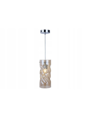 Lampa wisząca Pia - nowoczesna lampa z bursztynowym kloszem do kuchni i jadalni, E27, metal/szkło, 120 cm
