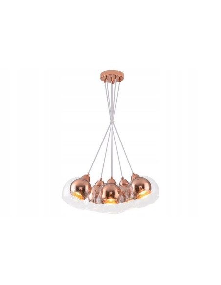 Lampa wisząca Clara w różowym złocie - 6 kloszy, eleganckie oświetlenie do salonu i sypialni, marka Reality