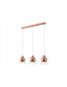 Lampa wisząca Clara w różowym złocie - industrialna elegancja z miedzianym kloszem do kuchni i jadalni.