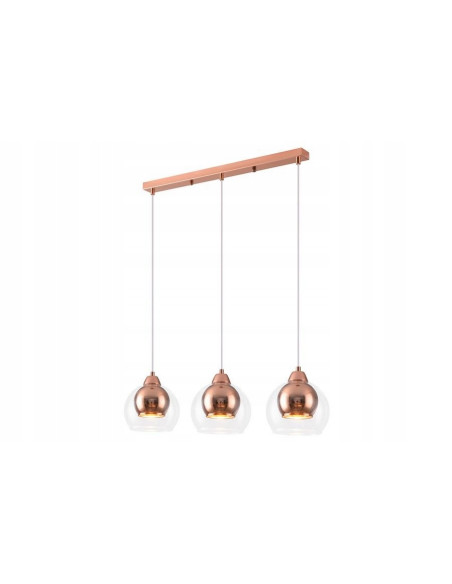 Lampa wisząca Clara w różowym złocie - industrialna elegancja z miedzianym kloszem do kuchni i jadalni.