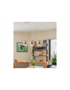 Lampa wisząca Clara w różowym złocie - industrialna elegancja z miedzianym kloszem do kuchni i jadalni. 2