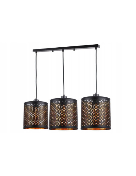 Lampa wisząca Betti w czerni i złocie z 3 abażurami - elegancka i nowoczesna, idealna do stylowych wnętrz.