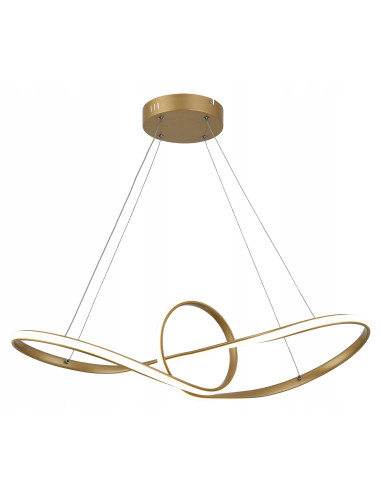 Lampa wisząca LED Arlena w złotym i biało-żółtym - nowoczesny, ściemniany design do jadalni i biura