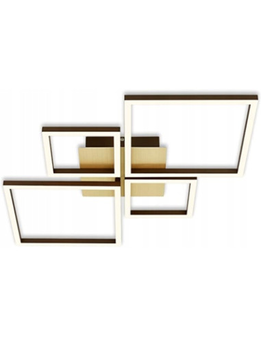 Nowoczesna lampa wisząca LED Briloner Leuchten 4 z drewna - szary kwadratowy plafon do salonu i jadalni