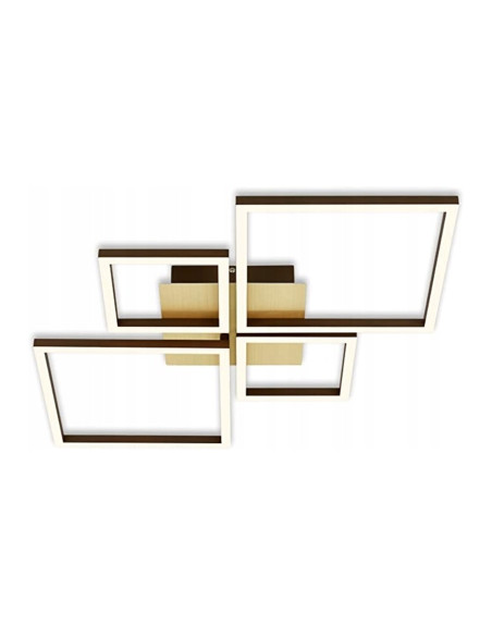 Nowoczesna lampa wisząca LED Briloner Leuchten 4 z drewna - szary kwadratowy plafon do salonu i jadalni