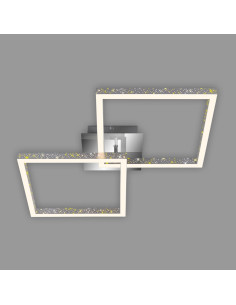 Nowoczesny kwadratowy żyrandol LED BRILONER 2 z funkcją ściemniania - elegancka lampa wisząca w szarym kolorze