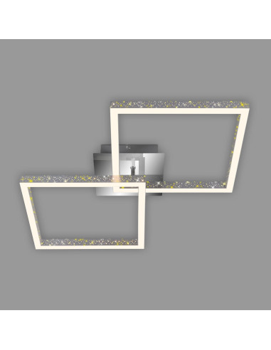 Nowoczesny kwadratowy żyrandol LED BRILONER 2 z funkcją ściemniania - elegancka lampa wisząca w szarym kolorze