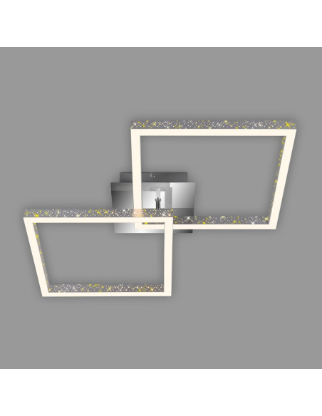 Nowoczesny kwadratowy żyrandol LED BRILONER 2 z funkcją ściemniania - elegancka lampa wisząca w szarym kolorze