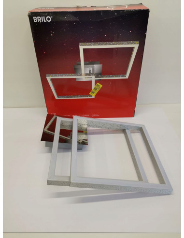 Nowoczesny kwadratowy żyrandol LED BRILONER 2 z funkcją ściemniania - elegancka lampa wisząca w szarym kolorze