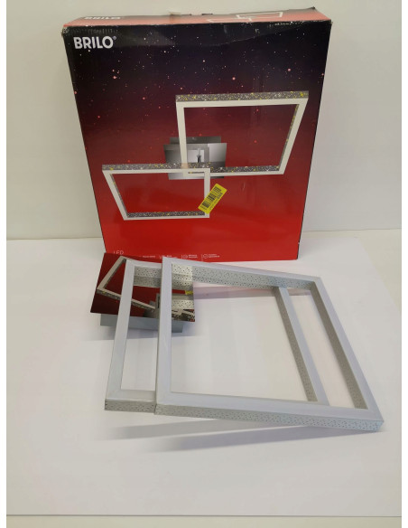 Nowoczesny kwadratowy żyrandol LED BRILONER 2 z funkcją ściemniania - elegancka lampa wisząca w szarym kolorze