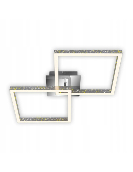 Nowoczesny kwadratowy żyrandol LED BRILONER 2 z funkcją ściemniania - elegancka lampa wisząca w szarym kolorze