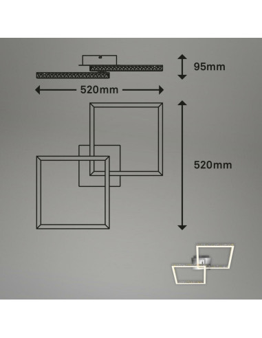 Nowoczesny kwadratowy żyrandol LED BRILONER 2 z funkcją ściemniania - elegancka lampa wisząca w szarym kolorze