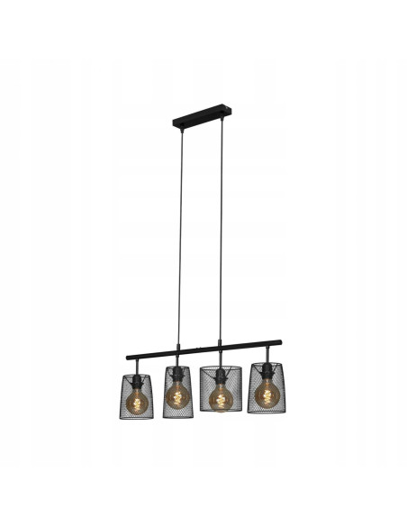 Lampa wisząca BRILONER 4-punktowa czarna w stylu industrialnym – eleganckie oświetlenie do nowoczesnych wnętrz