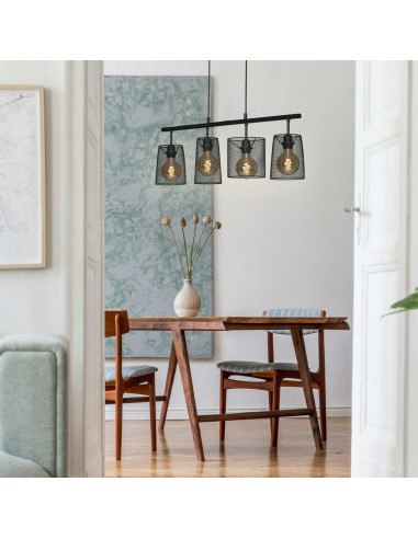 Lampa wisząca BRILONER 4-punktowa czarna w stylu industrialnym – eleganckie oświetlenie do nowoczesnych wnętrz