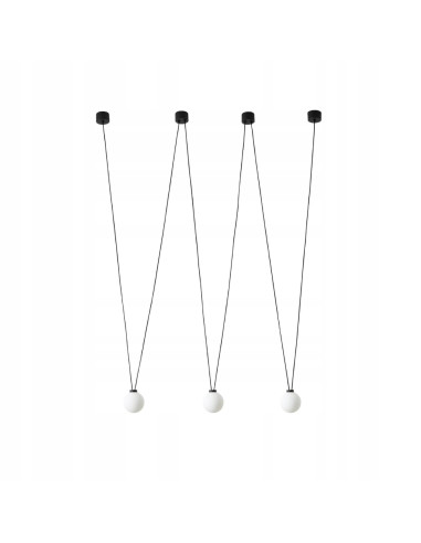 Żyrandol Movo III z mlecznymi kulami - nowoczesne oświetlenie w kształcie zygzaka, idealne do każdego wnętrza