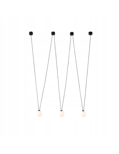 Żyrandol Movo III z mlecznymi kulami - nowoczesne oświetlenie w kształcie zygzaka, idealne do każdego wnętrza