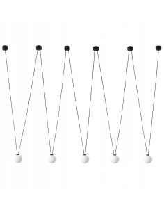 Nowoczesna lampa sufitowa Movo V z 5 kloszami LED G9 - czarny metal, biały opalowy szkło, idealna do biura i domu