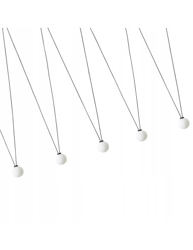 Nowoczesna lampa sufitowa Movo V z 5 kloszami LED G9 - czarny metal, biały opalowy szkło, idealna do biura i domu