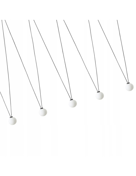 Nowoczesna lampa sufitowa Movo V z 5 kloszami LED G9 - czarny metal, biały opalowy szkło, idealna do biura i domu