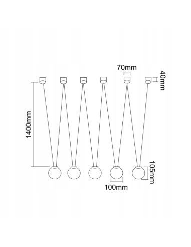 Nowoczesna lampa sufitowa Movo V z 5 kloszami LED G9 - czarny metal, biały opalowy szkło, idealna do biura i domu