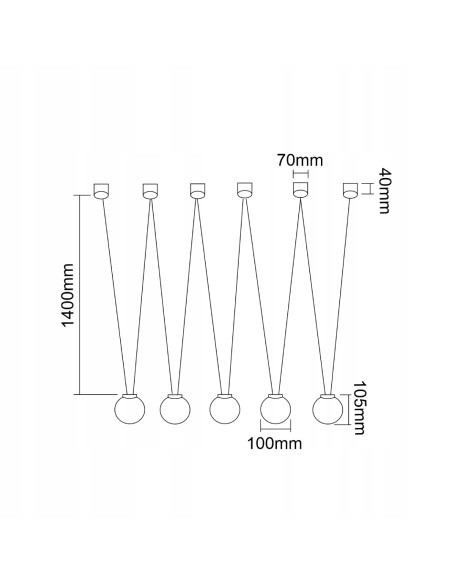 Nowoczesna lampa sufitowa Movo V z 5 kloszami LED G9 - czarny metal, biały opalowy szkło, idealna do biura i domu