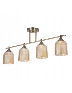 Lampa wisząca VINTAGE z 4 bursztynowymi kloszami - elegancki akcent do jadalni, kuchni i salonu w stylu retro