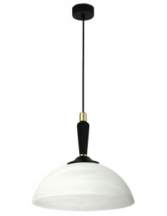 Lampa wisząca Davio z eleganckim szklanym kloszem, biała/czarna/złota, 85 cm, stylowy dodatek do wnętrz i oświetlenia.