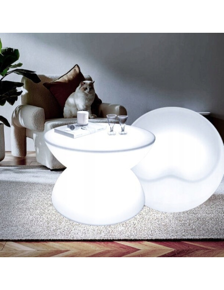 Nowoczesny stolik ogrodowy PARTY LED RGB z oświetleniem - idealny do tarasu i ogrodu na letnie wieczory.