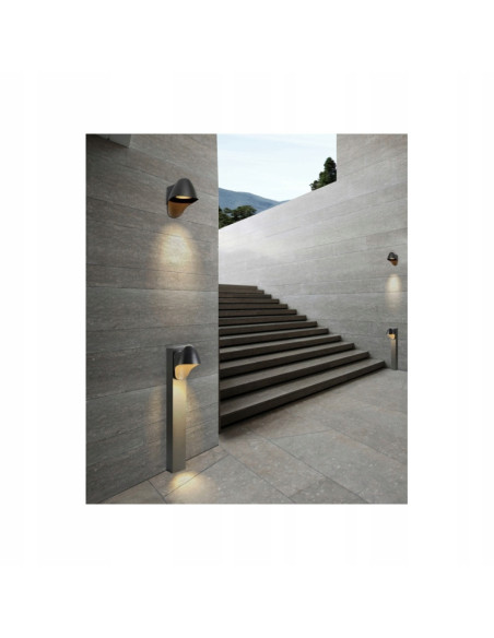 Nowoczesny kinkiet zewnętrzny MATERA WALL w szaro-srebrnym, idealny do oświetlenia tarasu i ogrodu, lampa GU10