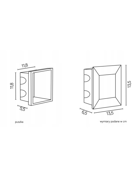 Kwadratowa lampa LED MUR-LED 3,5W do ogrodu - srebrna lampa zewnętrzna, odporna na warunki atmosferyczne, IP65.