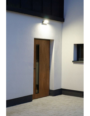 Nowoczesna lampa LED Ren RN20-KPIR 21W z czujnikiem ruchu, antracytowa, IP65 - do oświetlenia ogrodu i garażu