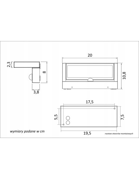 Nowoczesna lampa LED Ren RN20-KPIR 21W z czujnikiem ruchu, antracytowa, IP65 - do oświetlenia ogrodu i garażu