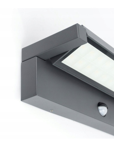 Nowoczesny kinkiet zewnętrzny Su-ma Ren RN-KPIR z czujnikiem ruchu i zmierzchu, LED 27W, antracytowy, IP65