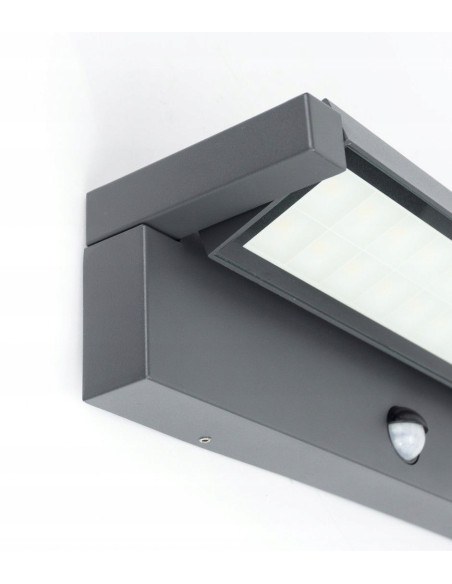 Nowoczesny kinkiet zewnętrzny Su-ma Ren RN-KPIR z czujnikiem ruchu i zmierzchu, LED 27W, antracytowy, IP65