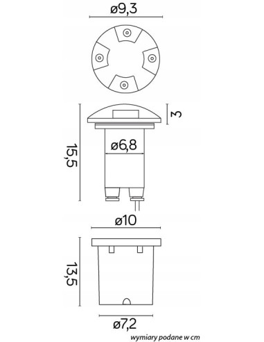 Lampa ogrodowa Su-ma PABLA 2725E czarna do montażu w utwardzonych powierzchniach, oświetlenie w czterech kierunkach