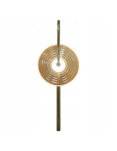 Lampa ścienna Plato - elegancki kinkiet LED w kolorze bursztynowym i złotych detalach do sypialni i salonu