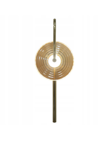 Lampa ścienna Plato - elegancki kinkiet LED w kolorze bursztynowym i złotych detalach do sypialni i salonu